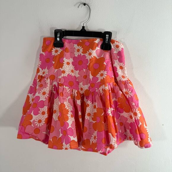 Collective The Label Pink Orange Floral Puff Sleeve Top Mini Skirt Set 0 Petite - Picture 3 of 13